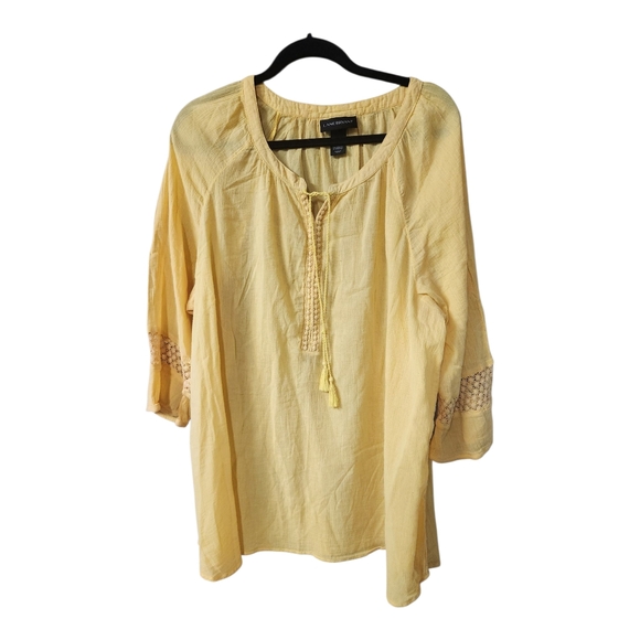 Lane Bryant Tops - Lane Bryant Yellow 3/4 Sleeve Tie Front Blouse Yellow